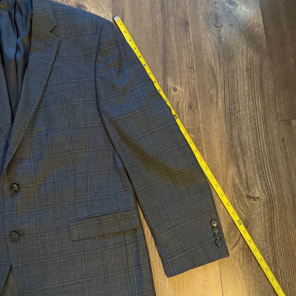 Calvin Klein Blazer Dark Grey Glen Plaid Two Button Sport Coat Preppy Mens 44R - Picture 13 of 13